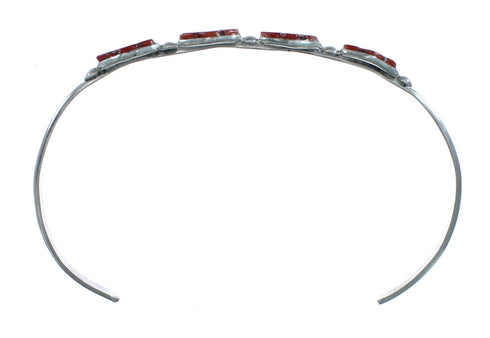 Sterling Silver Coral Zuni Heart Inlay Cuff Bracelet SN20483