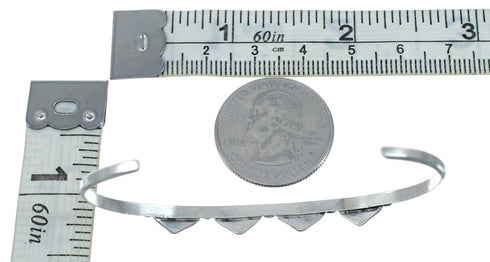 Sterling Silver Coral Zuni Heart Inlay Cuff Bracelet SN20483