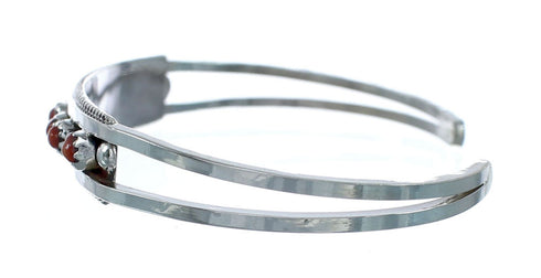Native American Zuni Coral Sterling Silver Cuff Bracelet SN20482