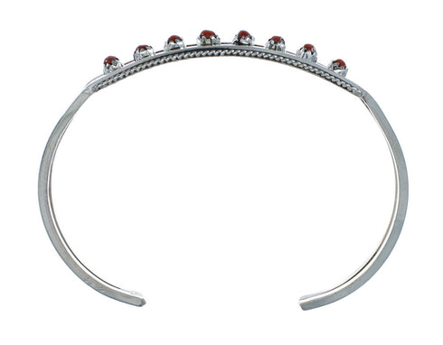Native American Zuni Coral Sterling Silver Cuff Bracelet SN20482
