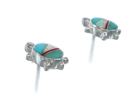 Multicolor Sterling Silver Turtle Post Earrings NN20619