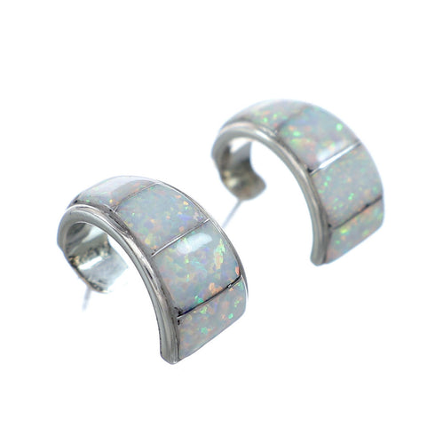 Opal Sterling Silver Post Hoop Earrings SN20466