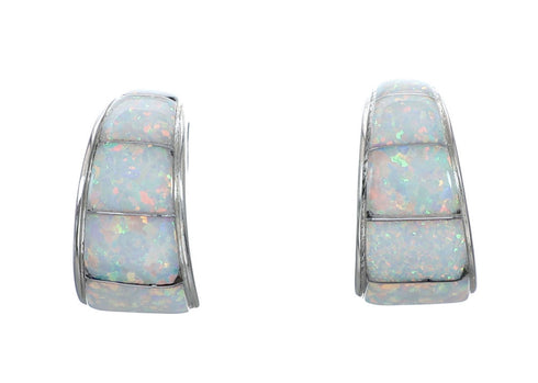 Opal Sterling Silver Post Hoop Earrings SN20466
