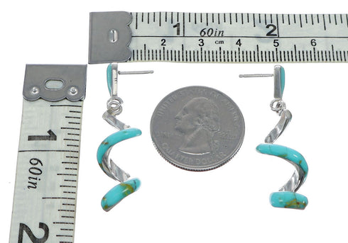 Swirl Sterling Silver Turquoise Inlay Post Dangle Earrings SN20460
