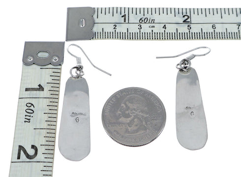 Sterling Silver Multicolor American Indian Hook Dangle Earrings NX11805