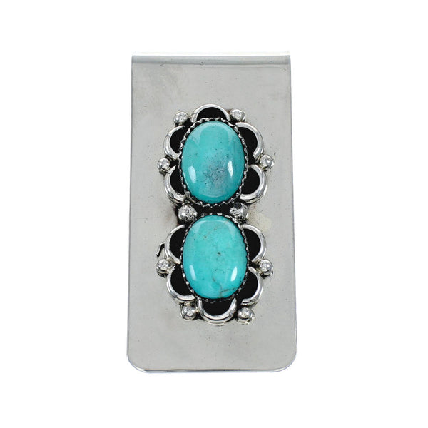 Navajo Turquoise Sterling Silver Money Clip SN20468