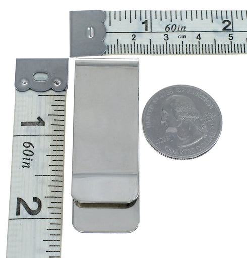 Sterling Silver And Triple Cube Multicolor Inlay Navajo Money Clip SN20474