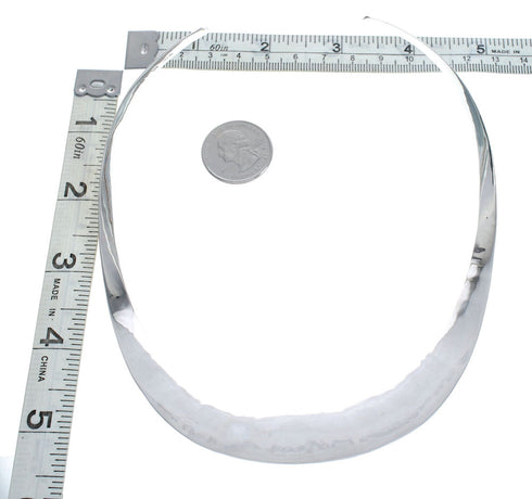 Sterling Silver Hammered Open Back Collar Necklace SX10121
