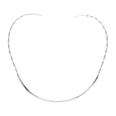 Sterling Silver Twisted V-Shape Collar Necklace SX10122
