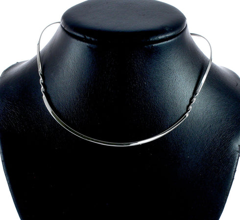 Sterling Silver Twisted V-Shape Collar Necklace SX10125