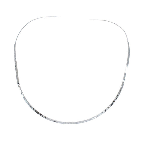 Sterling Silver Hammered Open Back V-Shaped Collar Necklace SX10127