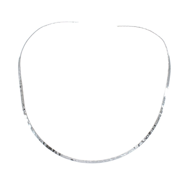 Sterling Silver Hammered Open Back V-Shaped Collar Necklace SX10127