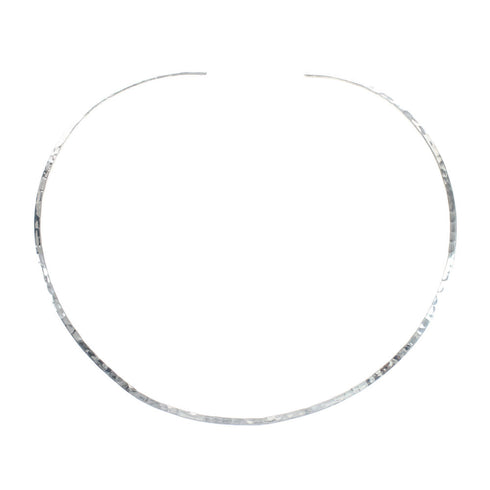 Sterling Silver Hammered Open Back Round Collar Necklace SX10126