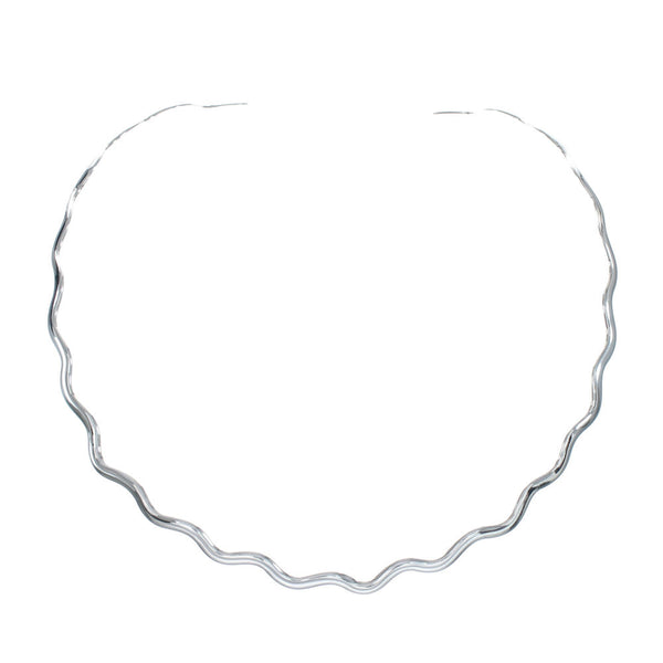 Sterling Silver Wavy Open Back Collar Necklace SX10120