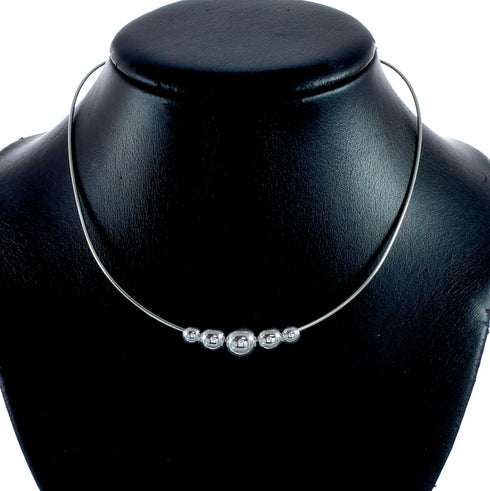 Sterling Silver Bead Wire Collar Necklace SX10123