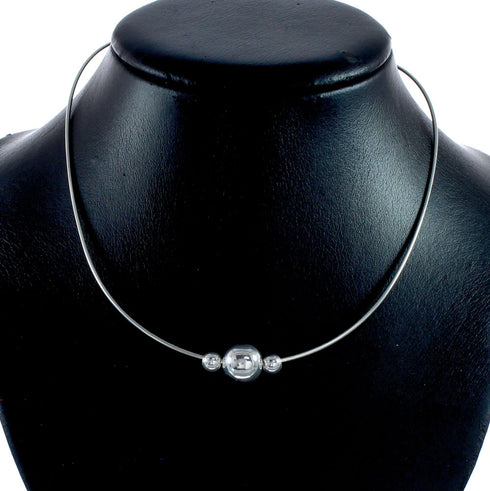 Sterling Silver Bead Wire Collar Necklace SX10124