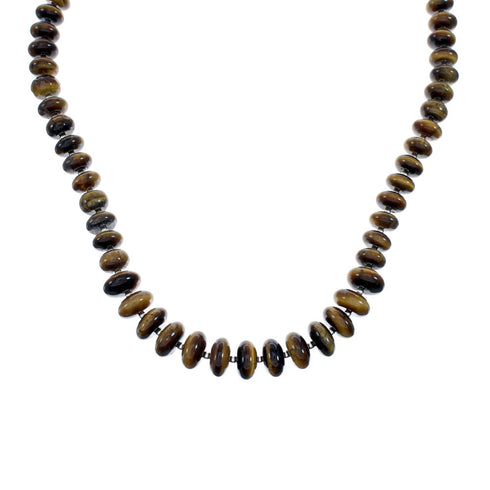 Tiger Eye Silver Navajo Indian Bead Necklace SX10138