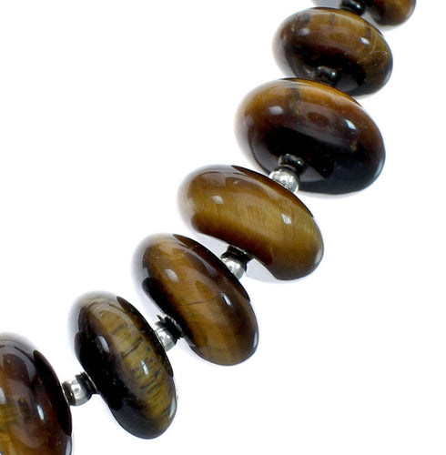 Tiger Eye Silver Navajo Indian Bead Necklace SX10138