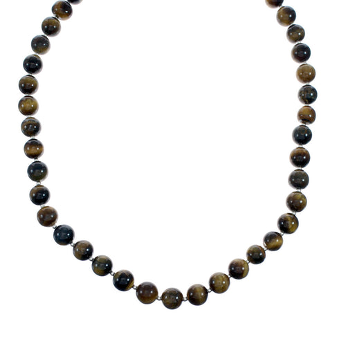 Navajo Tiger Eye Silver Indian Bead Necklace SX10139