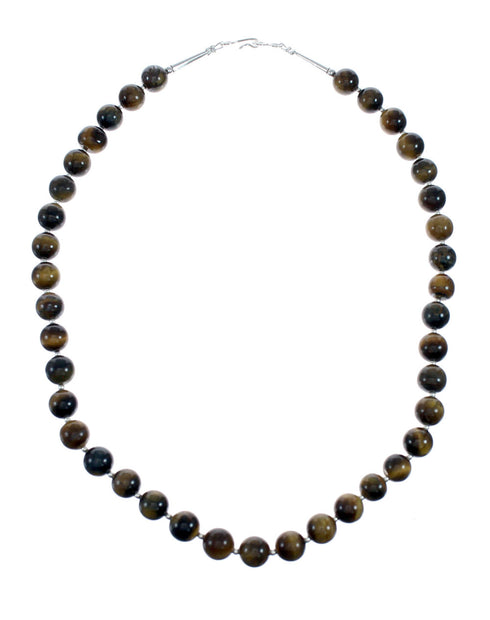 Navajo Tiger Eye Silver Indian Bead Necklace SX10139