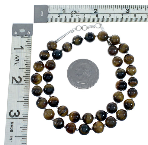 Navajo Tiger Eye Silver Indian Bead Necklace SX10139