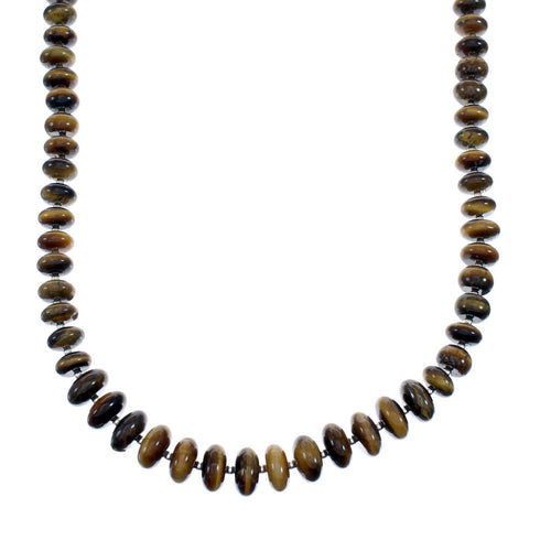 Navajo Tiger Eye Silver Indian Bead Necklace SX10140