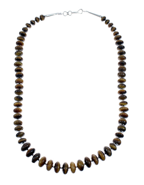Navajo Tiger Eye Silver Indian Bead Necklace SX10140