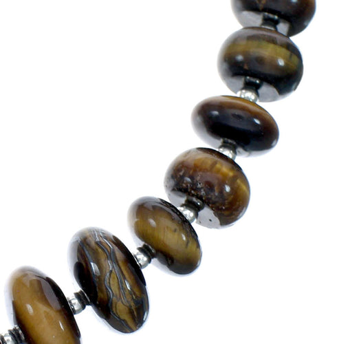 Navajo Tiger Eye Silver Indian Bead Necklace SX10140