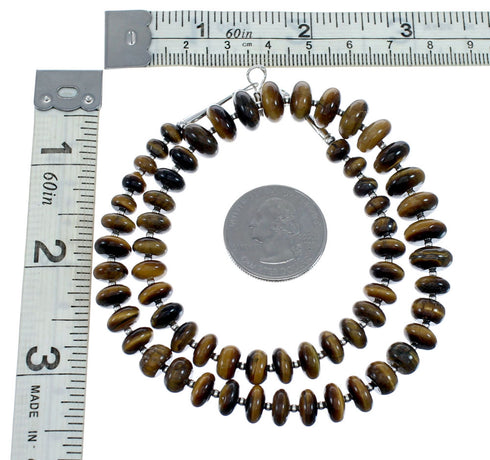 Navajo Tiger Eye Silver Indian Bead Necklace SX10140