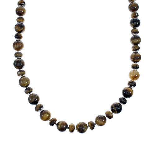 American Indian Navajo Tiger Eye Silver Bead Necklace SX10142