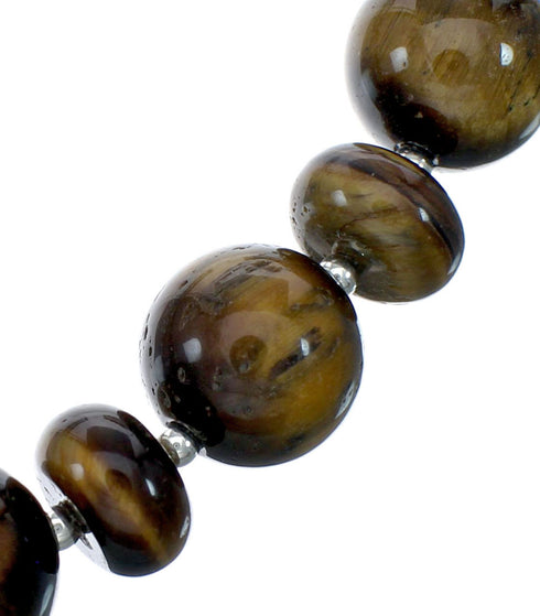 Genuine Navajo Tiger Eye Silver Bead Necklace SX10143