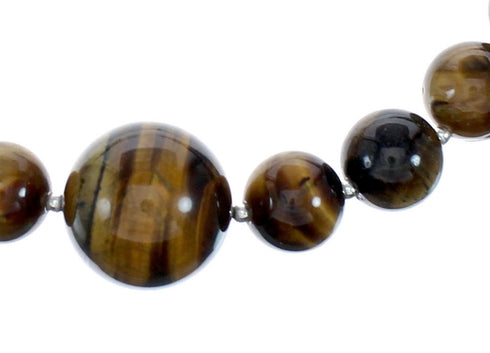 Genuine Navajo Tiger Eye Silver Bead Necklace SX10144