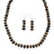 Navajo Tiger Eye Native American Silver Bead Necklace Earrings Set SX10145