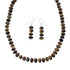 Navajo Tiger Eye Native American Silver Bead Necklace Earrings Set SX10145