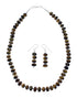 Navajo Tiger Eye Native American Silver Bead Necklace Earrings Set SX10145
