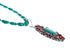 Native American Turquoise Oyster Shell Sterling Silver Navajo Necklace SX10154