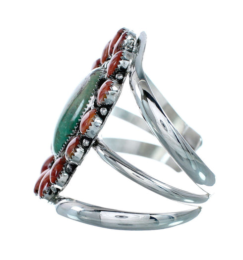 Genuine Navajo Turquoise and Oyster Shell Sterling Silver Cuff Bracelet SN20489