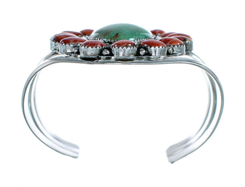 Genuine Navajo Turquoise and Oyster Shell Sterling Silver Cuff Bracelet SN20489