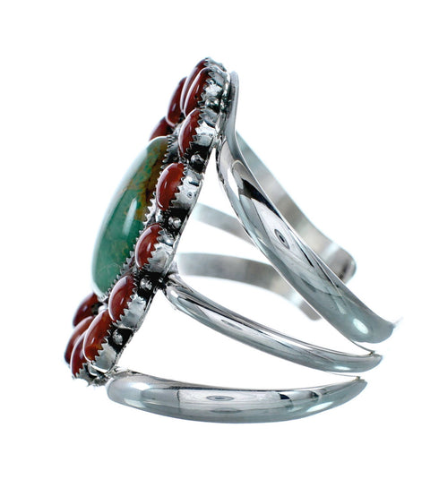 Genuine Navajo Turquoise and Oyster Shell Sterling Silver Cuff Bracelet SN20485