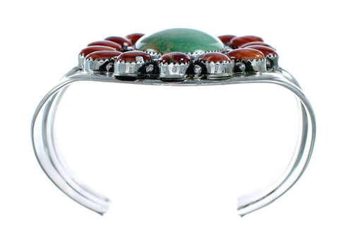 Genuine Navajo Turquoise and Oyster Shell Sterling Silver Cuff Bracelet SN20485