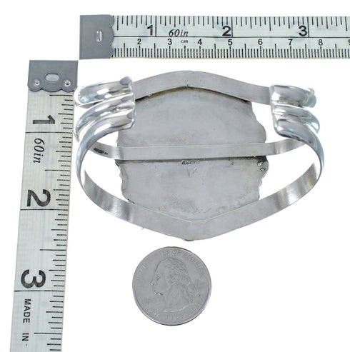 Genuine Navajo Turquoise and Oyster Shell Sterling Silver Cuff Bracelet SN20485