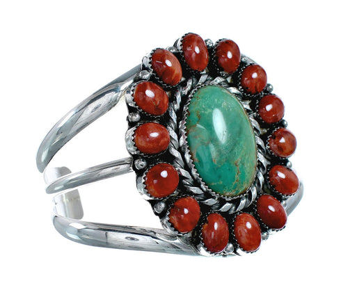 Genuine Navajo Turquoise and Oyster Shell Sterling Silver Cuff Bracelet SN20486