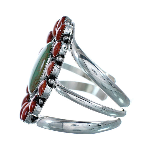 Genuine Navajo Turquoise and Oyster Shell Sterling Silver Cuff Bracelet SN20486