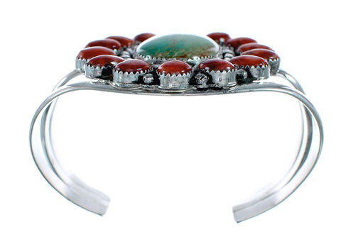 Genuine Navajo Turquoise and Oyster Shell Sterling Silver Cuff Bracelet SN20486