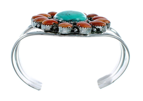 Genuine Navajo Turquoise and Oyster Shell Sterling Silver Cuff Bracelet SN20487