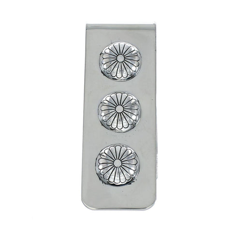 Authentic Sterling Silver Triple flower Navajo Money Clip SN20494