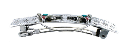 Sterling Silver Multicolor Hummingbird Navajo Hair Barrette SN20488