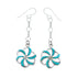 Genuine Turquoise Sterling Silver Flower Hook Dangle Earrings SN20479