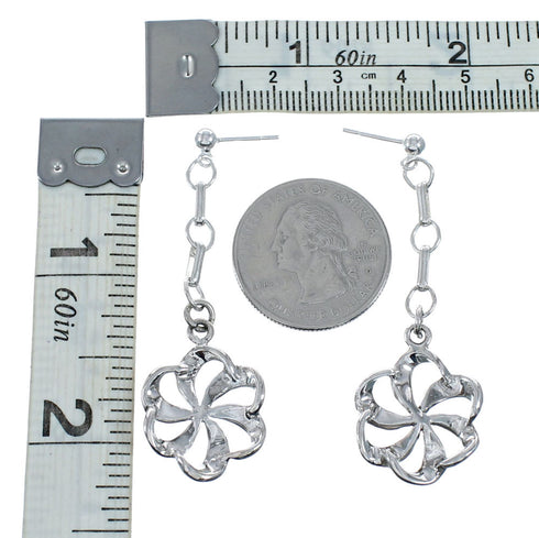 Sterling Silver Turquoise Flower Post Dangle Earrings SN20497