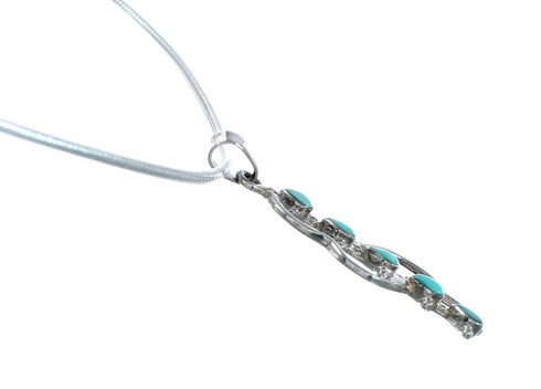 Native American Turquoise And Sterling Silver Pendant Necklace SN20491